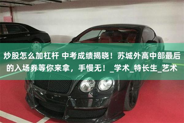 炒股怎么加杠杆 中考成绩揭晓！苏城外高中部最后的入场券等你来拿，手慢无！_学术_特长生_艺术